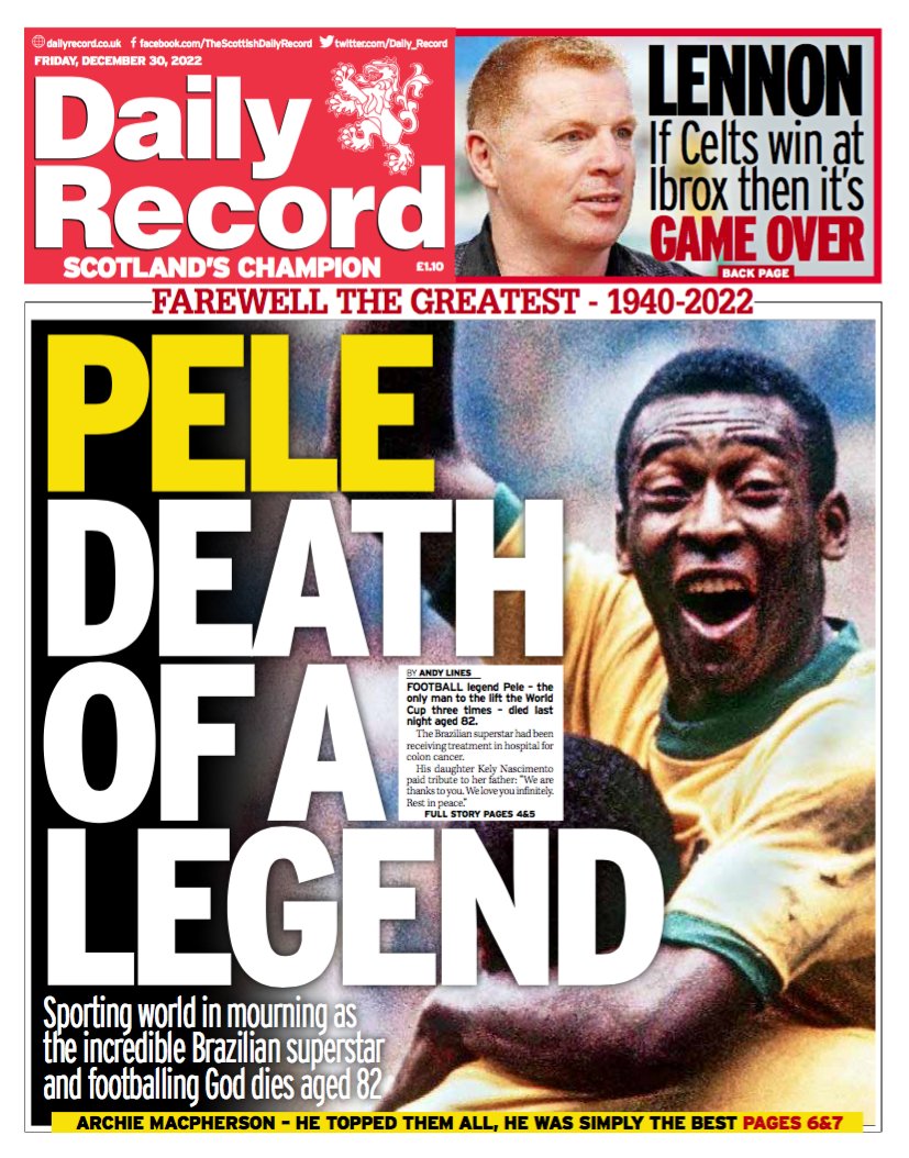 Jornais de todo o mundo repercutem morte de Pelé; veja as capas