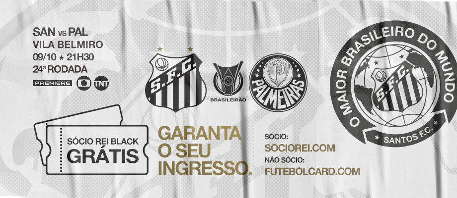 Receba 250 reais em apostas grátis para Santos x Palmeiras