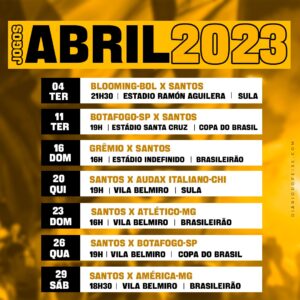 Agenda de abril: Santos tem sete jogos entre Copa do Brasil e