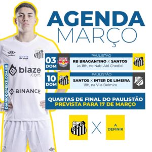 Confira a agenda de jogos do Santos no mês de março