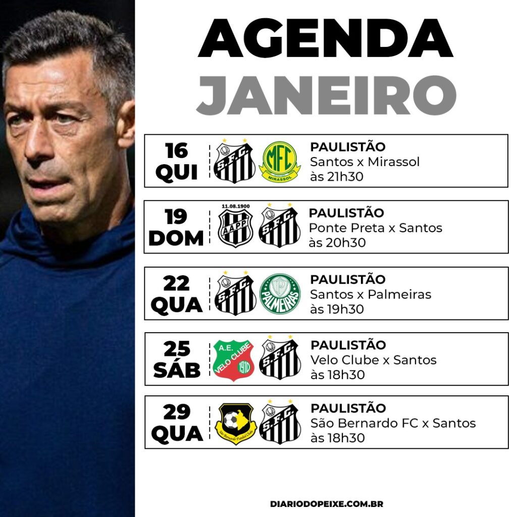 Agenda janeiro 2025: Santos estreia no Paulistão e Meninos da Vila na Copinha